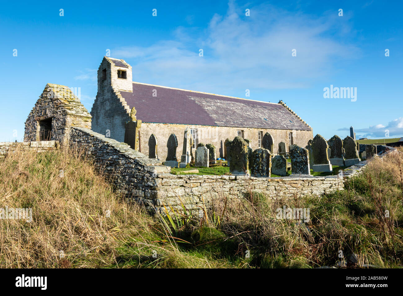 Saint Mary's Church in Burwick, South Ronaldsay, Orkney, UK Stock Photo