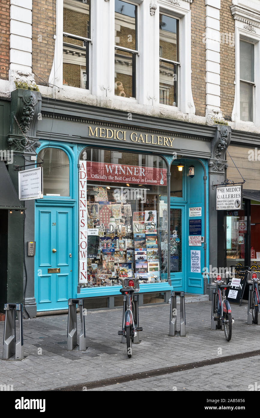The Medici Gallery card shop in Thurloe Street, South Kensington