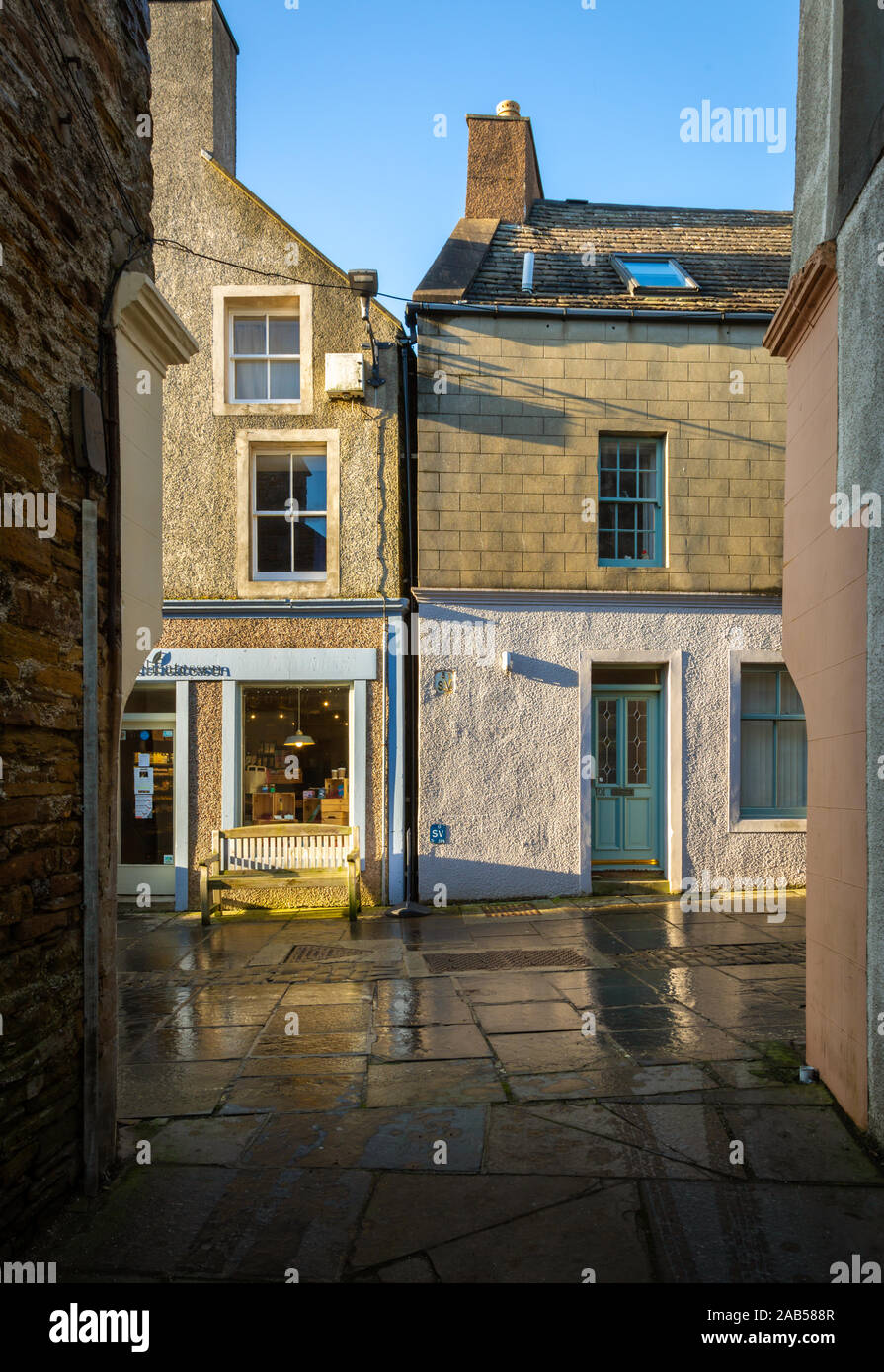 A street in Stromness, Orkney, Scotland, UK Stock Photo