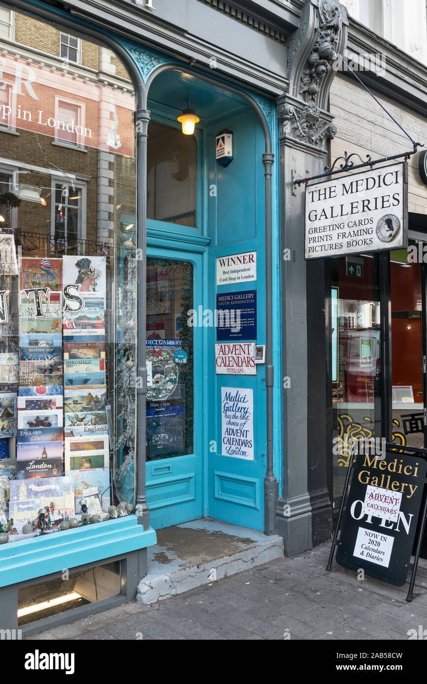 The Medici Gallery card shop in Thurloe Street, South Kensington