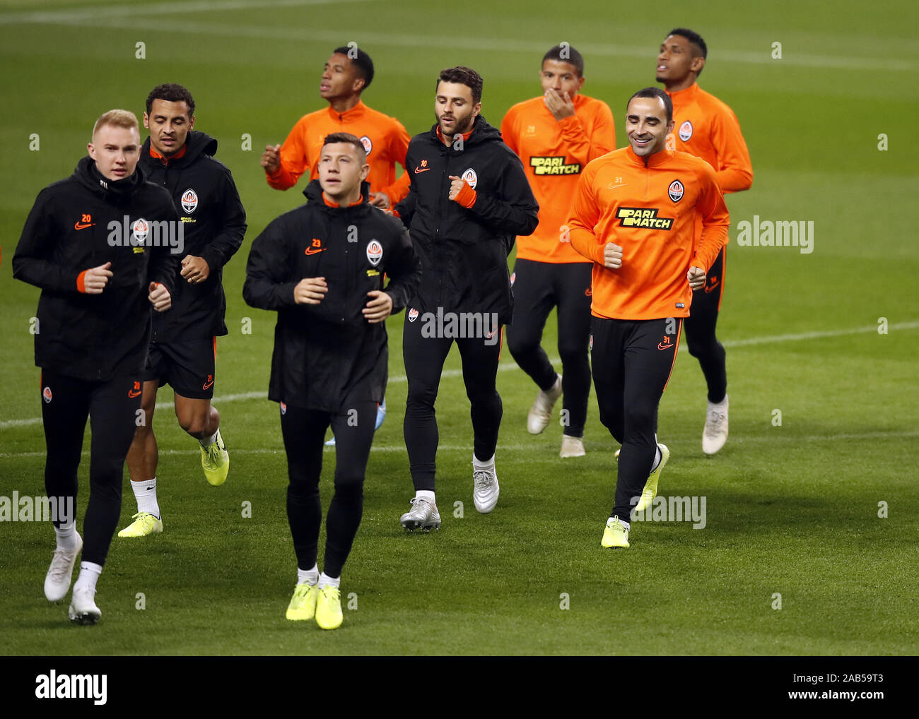 Shakhtar Donetsk Players During The Training Session At The Etihad Stadium Manchester Stock Photo Alamy