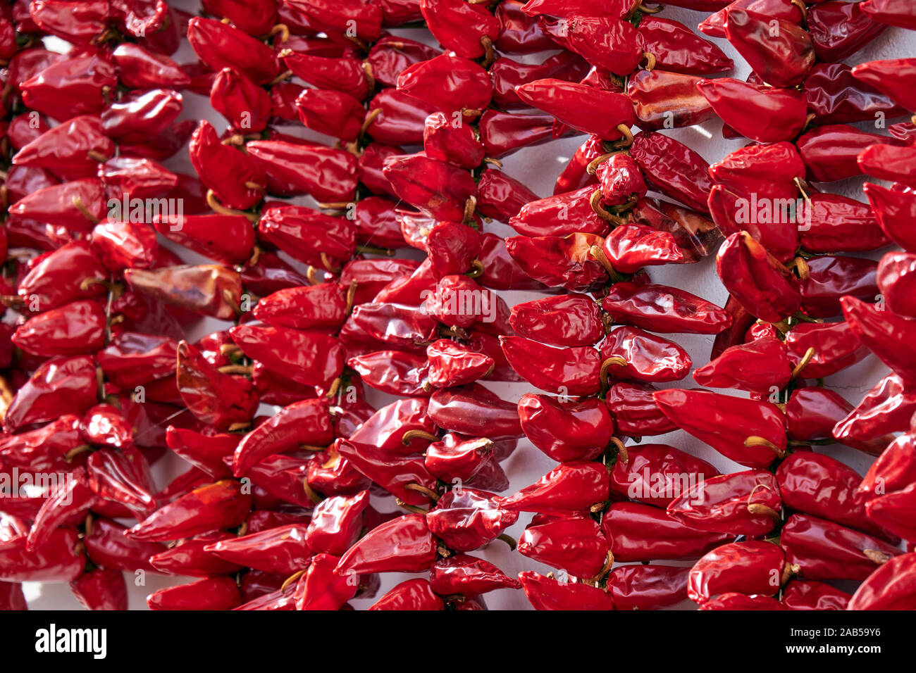 Red hot peppers of Espelette, AOP Stock Photo Alamy
