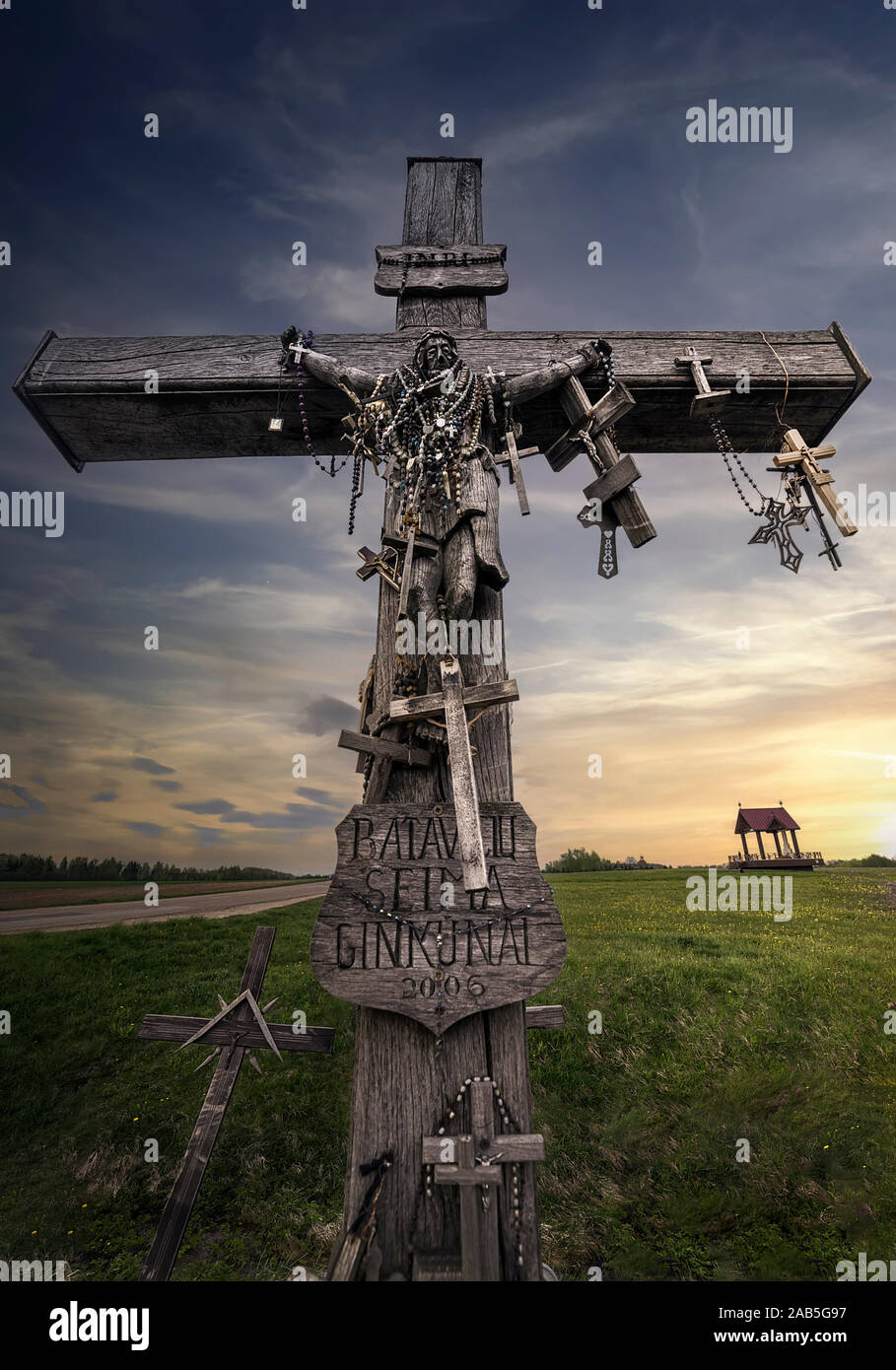 Hill of Crosses a famous site of pilgrimage in northern Lithuania. Stock Photo