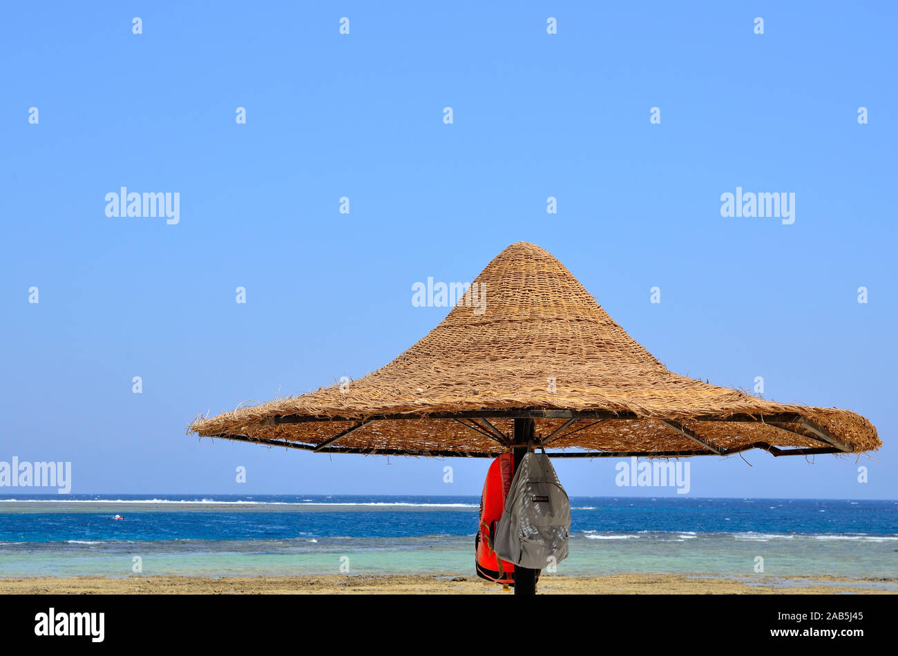 beach umbrella at marsa alam egypt Stock Photo Alamy