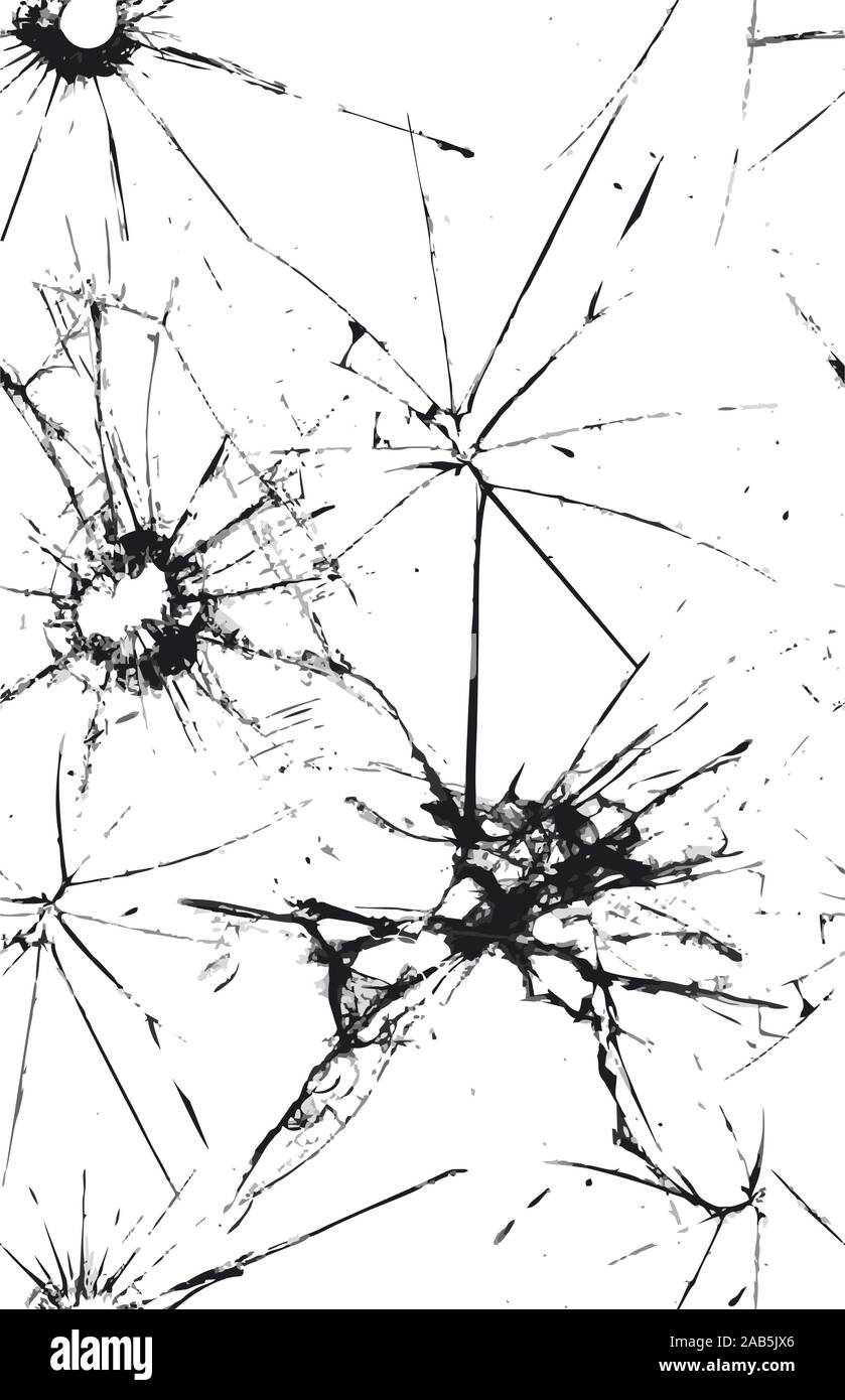 Broken glass seamless vector pattern,grunge effect isolated on white