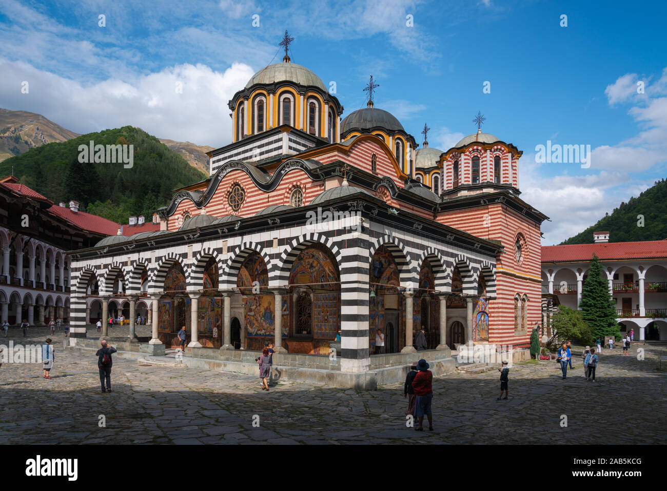 The Rila Monastery in the Rila Mountains of Bulgaria Stock Photo