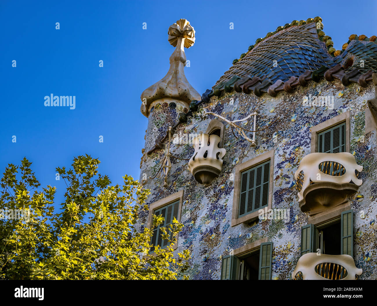 BARCELONA, SPAIN - AUGUST 24, 2019: Casa Batlló is a work designed by the famous Catalan architect Antoni Gaudi in 1904 and completed in 1907. Stock Photo