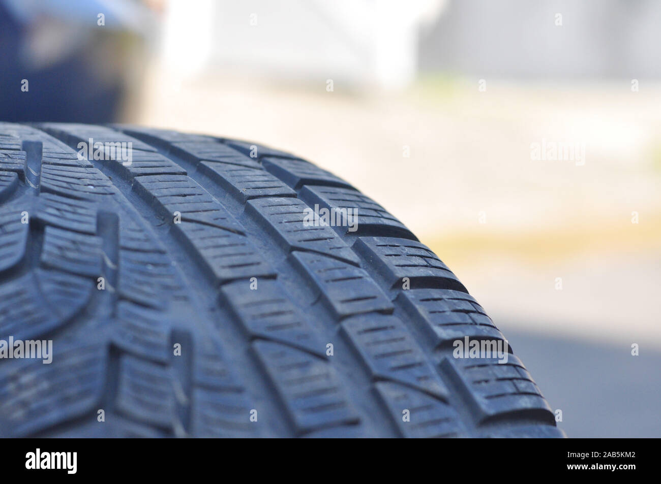 Car tires. Winter European tires for car. Wheel tread pattern. Stock Photo