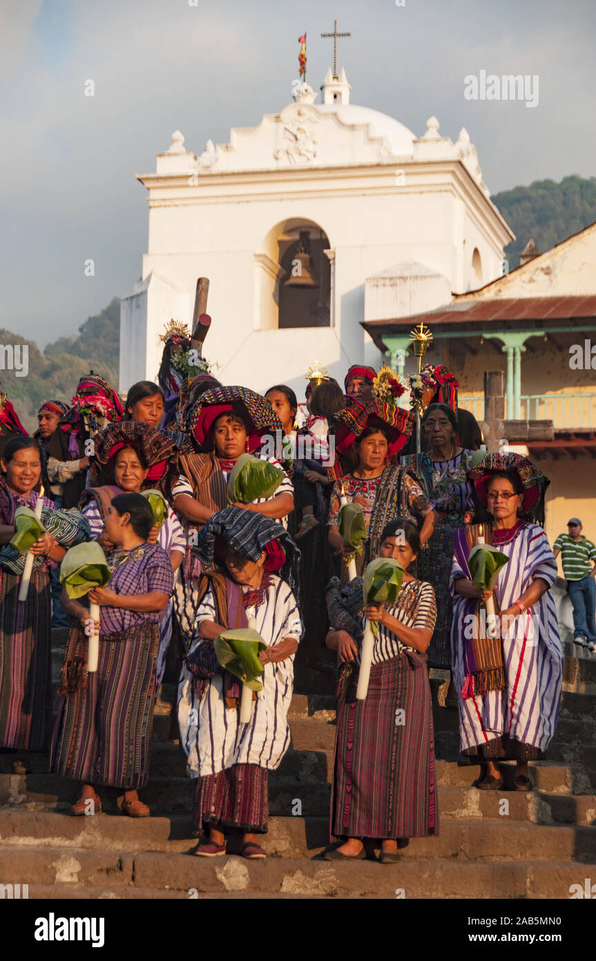 Guatemala, Lake Atitlan, Santiago Atitlan, Catholic religious procession Stock Photo