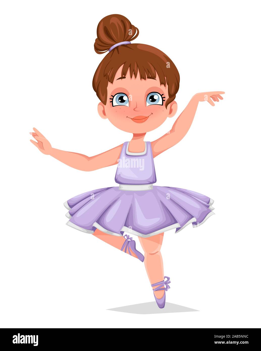 Cute little girl ballerina. Funny girl cartoon character dancing. Vector  illustration isolated on white background Stock Vector Image & Art - Alamy