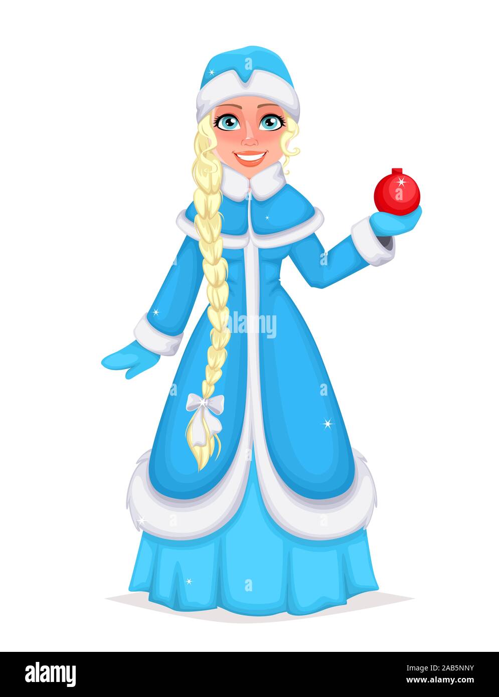 Happy New Year And Merry Christmas Russian Snegurochka Snow Maiden Cheerful Cartoon Character Vector Illustration On White Background Stock Vector Image Art Alamy