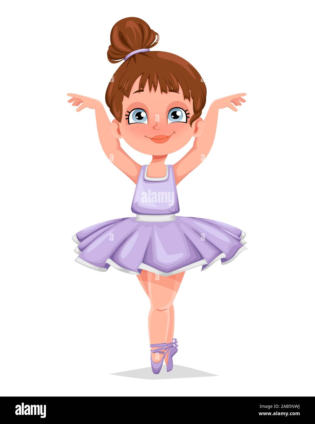 Cute little girl ballerina. Funny girl cartoon character dancing. Vector  illustration Stock Vector Image & Art - Alamy
