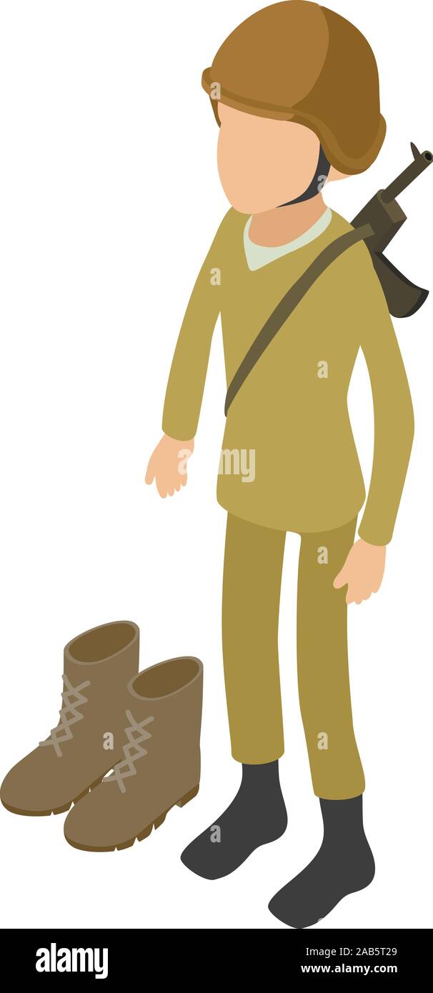 Army soldier icon, isometric style Stock Vector