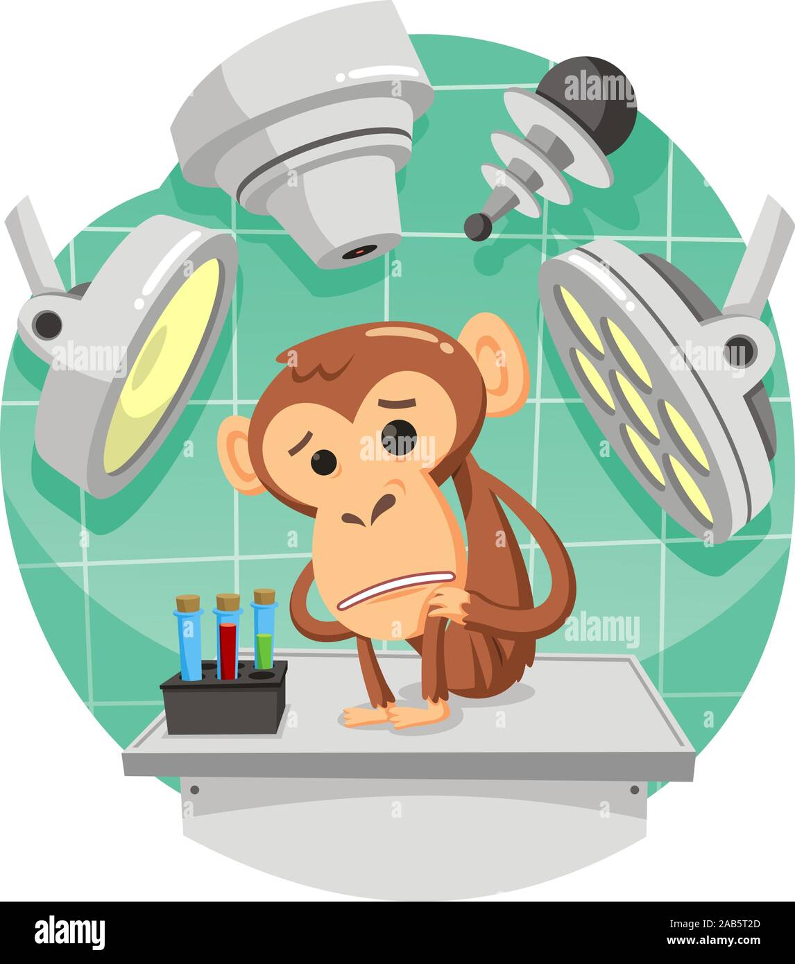 Medical research treatment monitoring monkey health in hospital room vector illustration Stock Vector