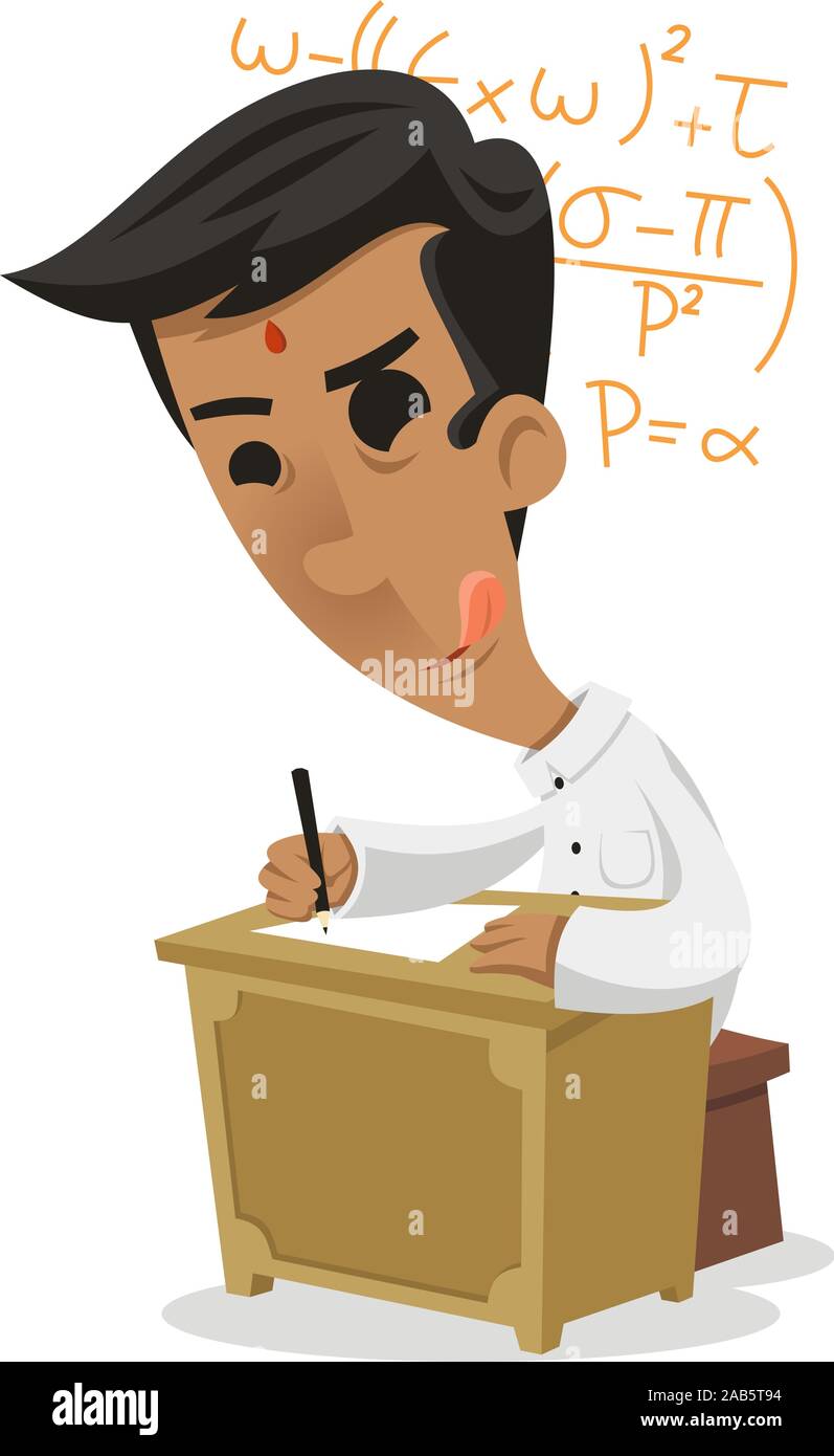 indian boy studying at school Stock Vector