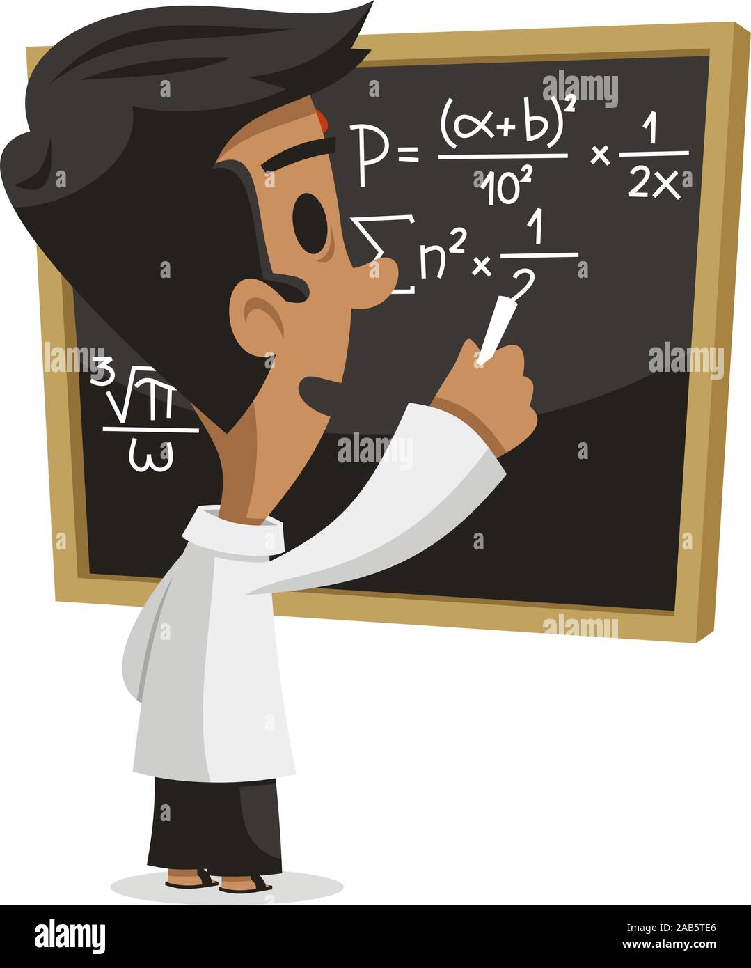 genius indian boy solving equation Stock Vector