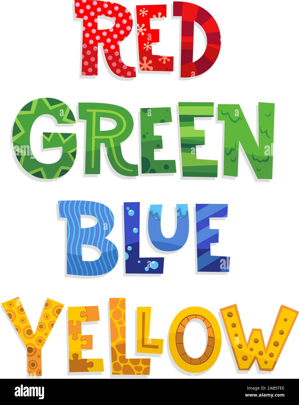 colors letters signs of red green blue and yellow vector Stock Vector