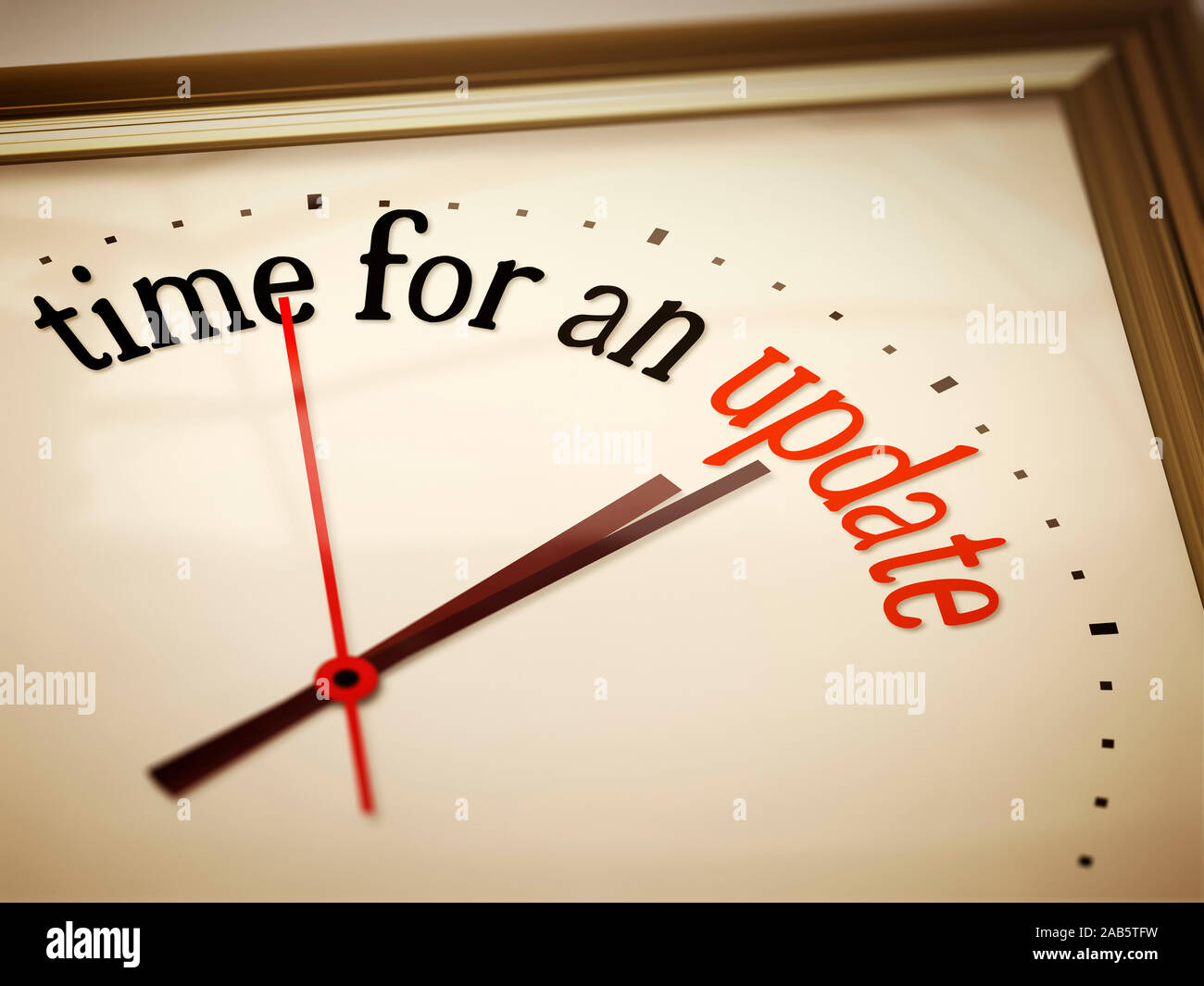 Ein altertuemliches Ziffernblatt mit der Aufschrift: 'Time for an Update' Stock Photo