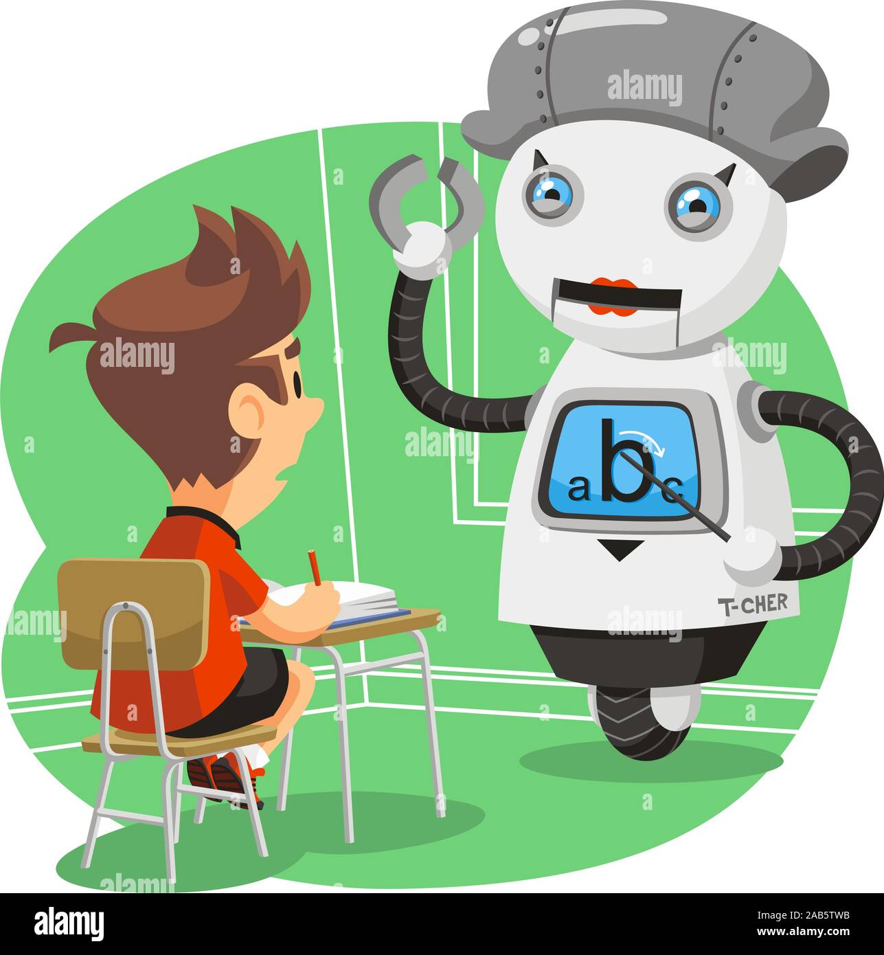 robot school teacher vector cartoon illustration Stock Vector