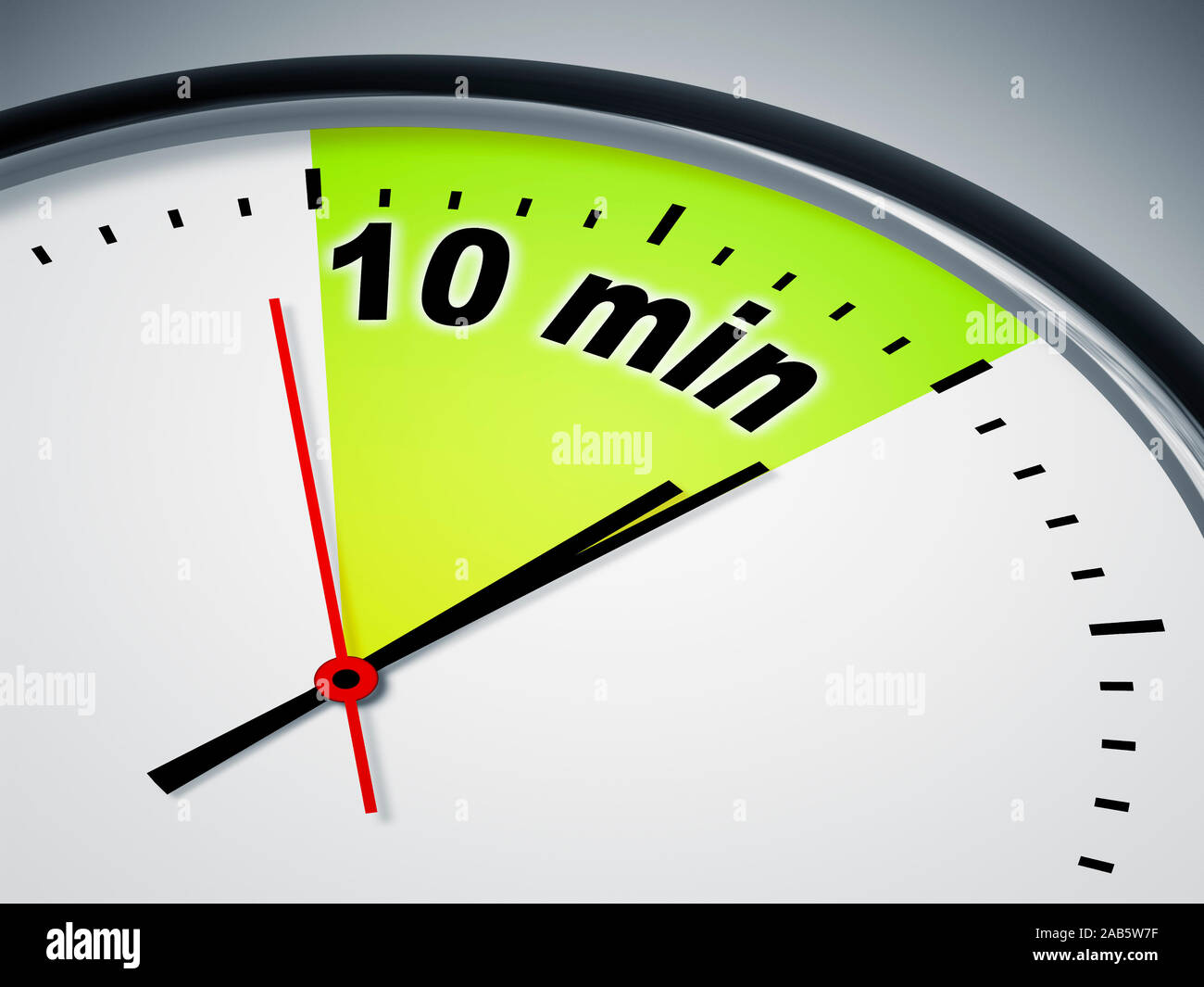 Ein simples Ziffernblatt, auf dem 10 Minuten angezeigt werden Stock Photo