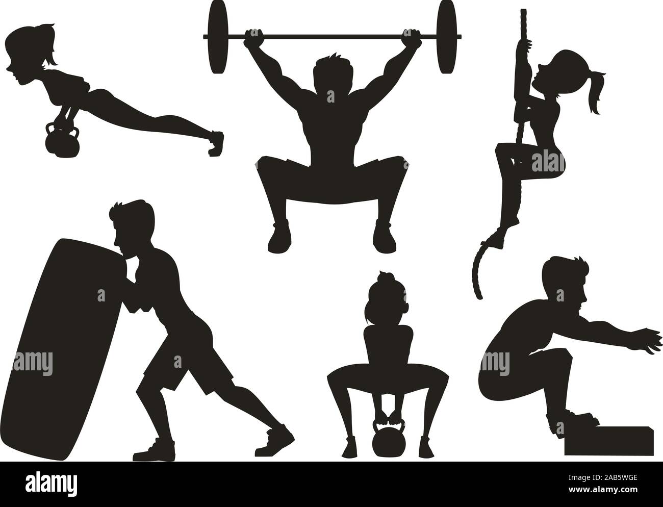 Crossfit training silhouettes vector Stock Vector