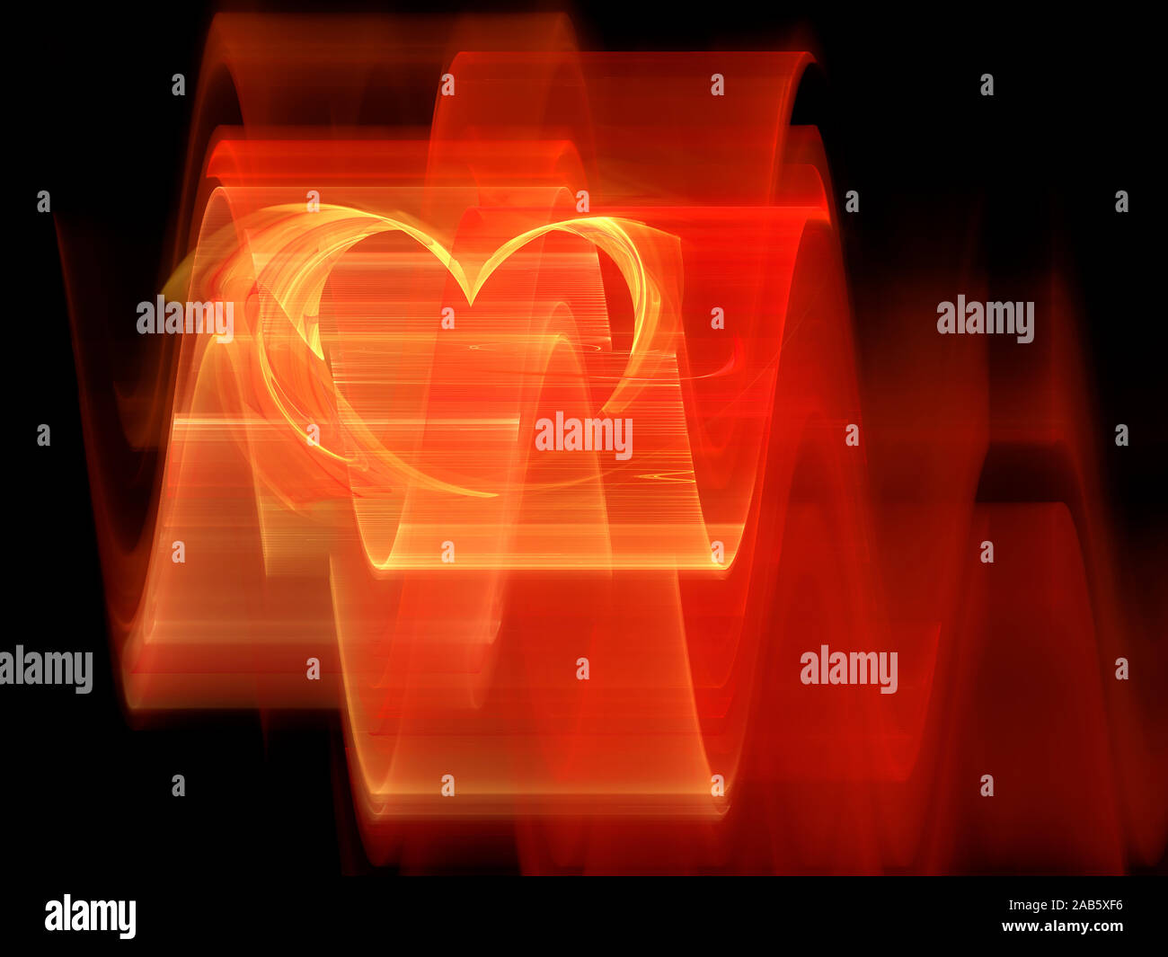 Eine abstrakte Herzgrafik vor schwarzem Hintergrund Stock Photo