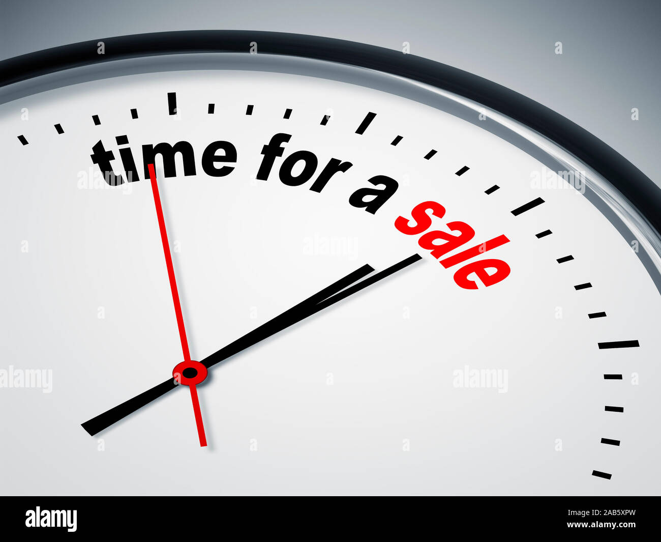 Ein simples Ziffernblatt mit der Aufschrift: 'Time for a Sale' Stock Photo