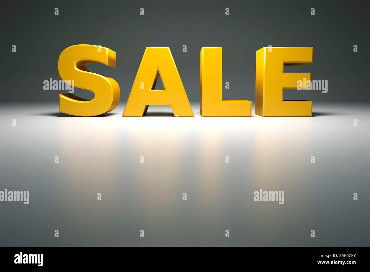 Vier gelbe Buchstaben, die das Wort 'Sale' ergeben. Stock Photo