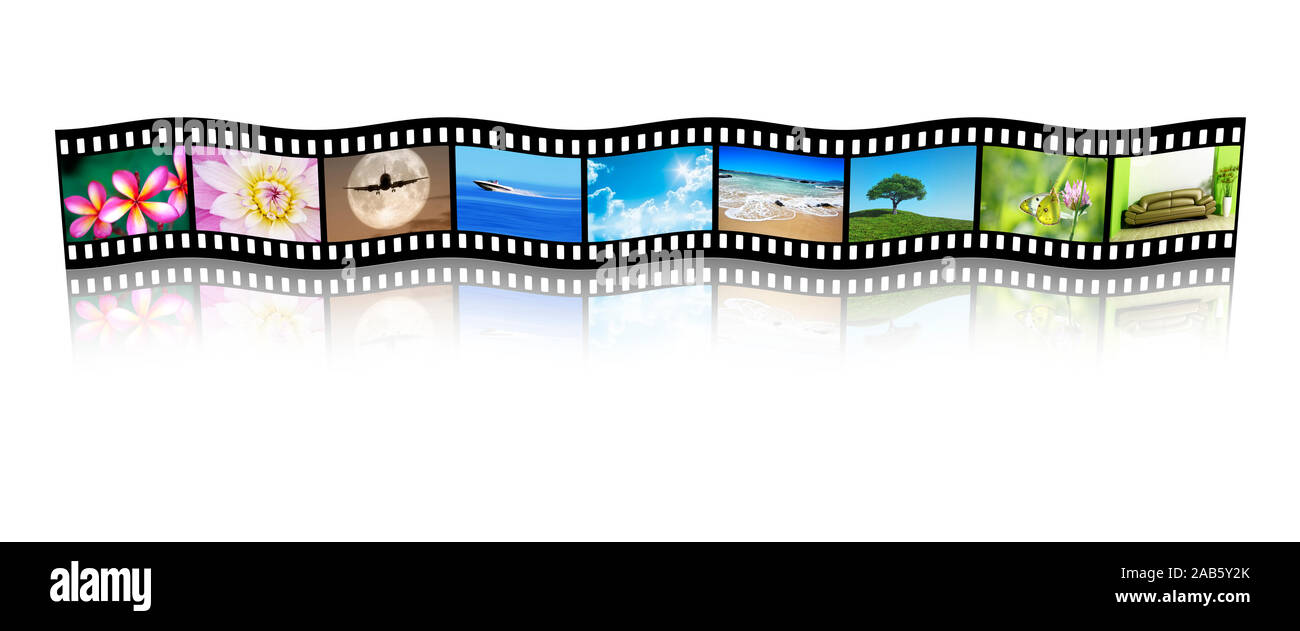 An illustration of a film strip with nice pictures Stock Photo