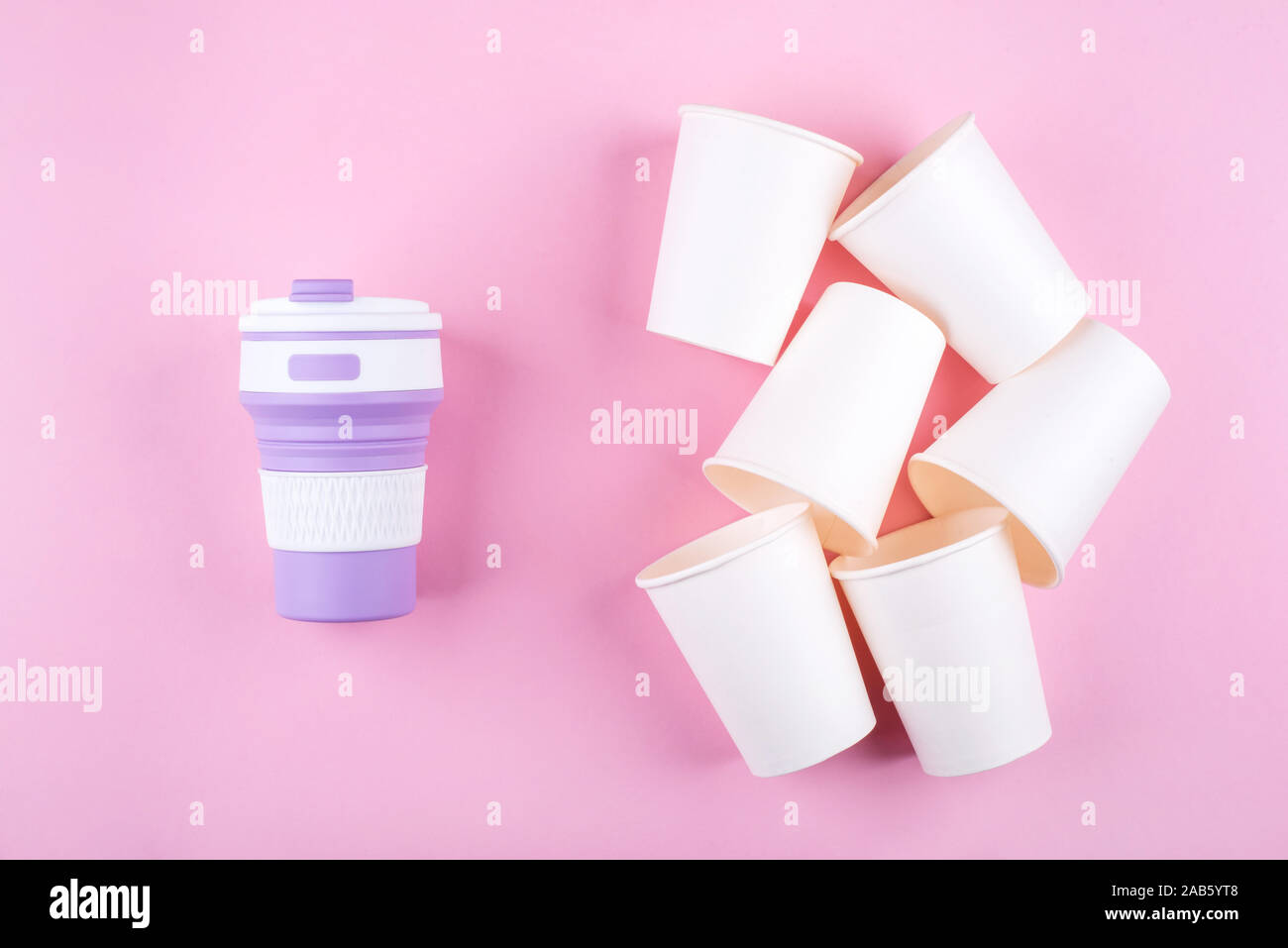 Reusable coffee cup vs disposable cups Stock Photo Alamy