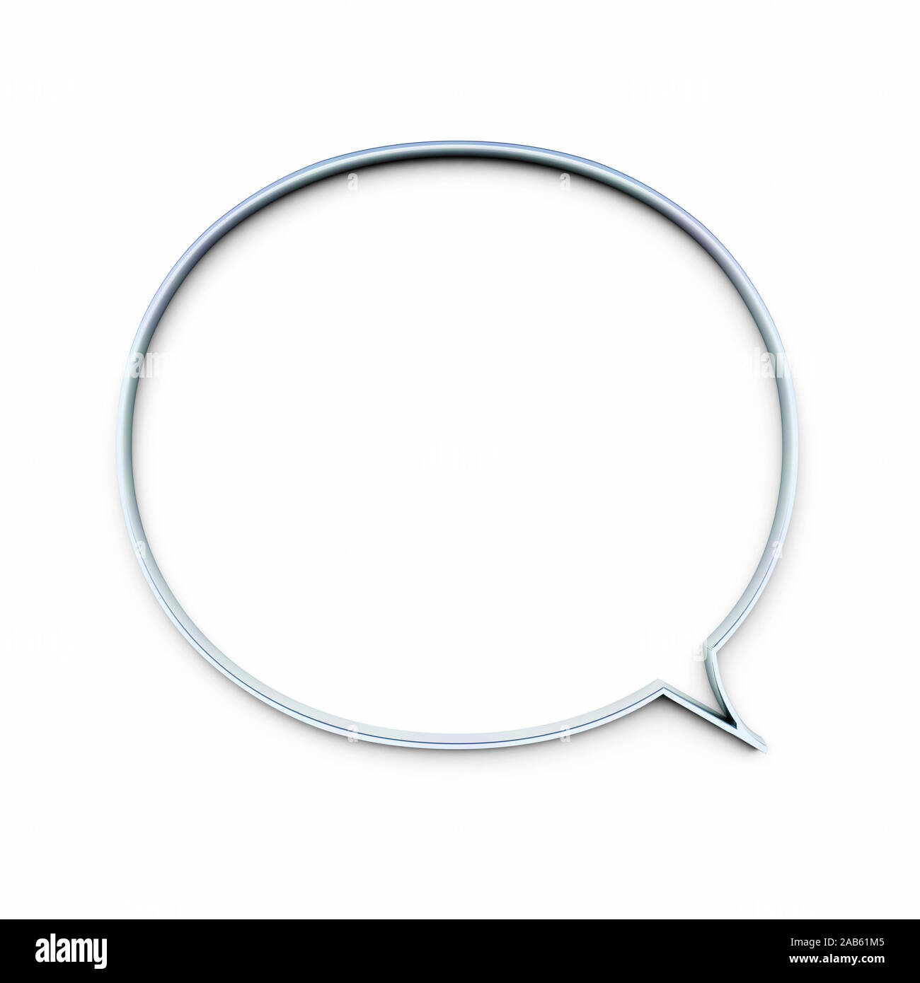 An illustration of a speech bubble in chrome Stock Photo
