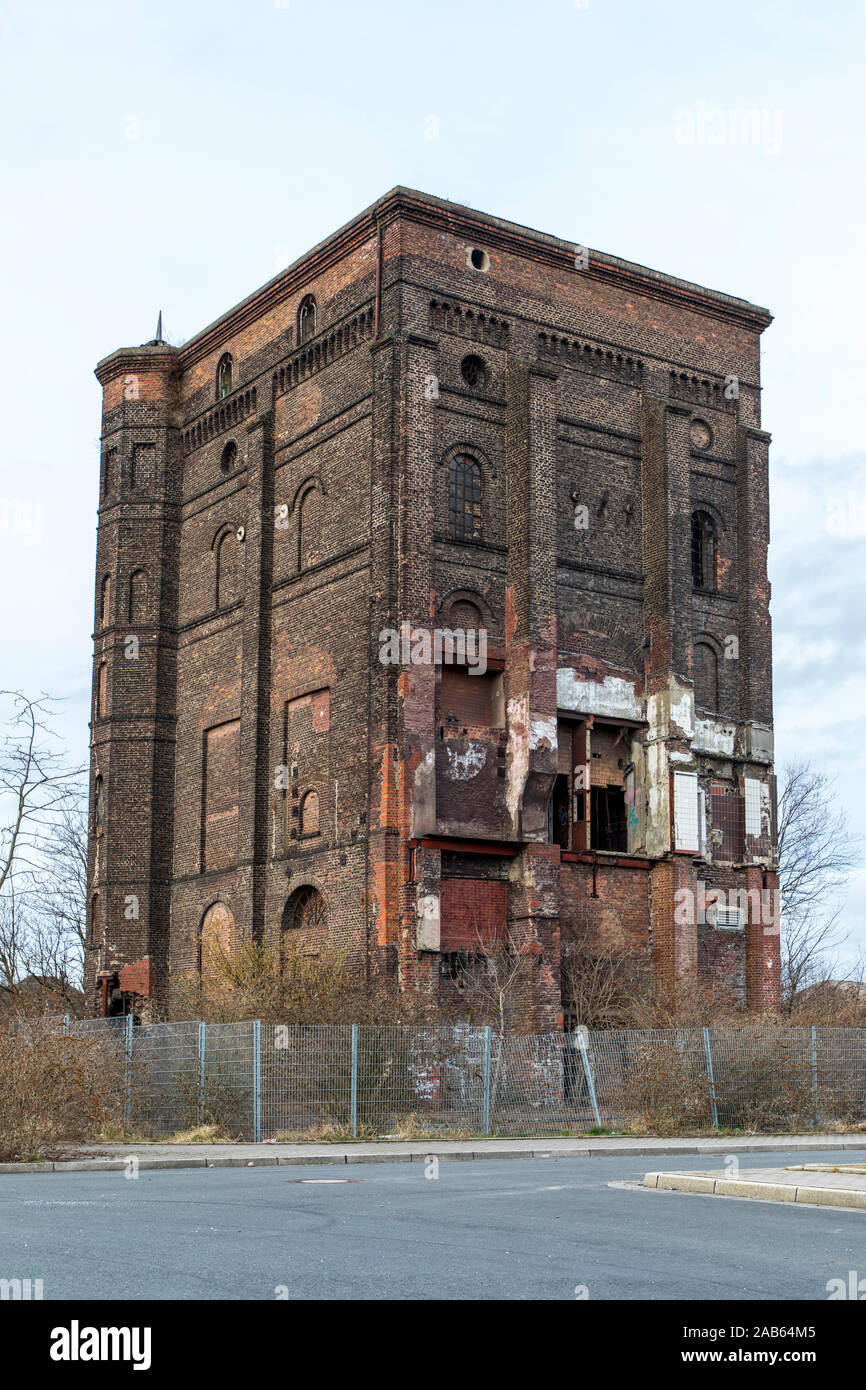 Malakow tower of the former Unser Fritz colliery, shaft 1/4, in Herne Stock Photo