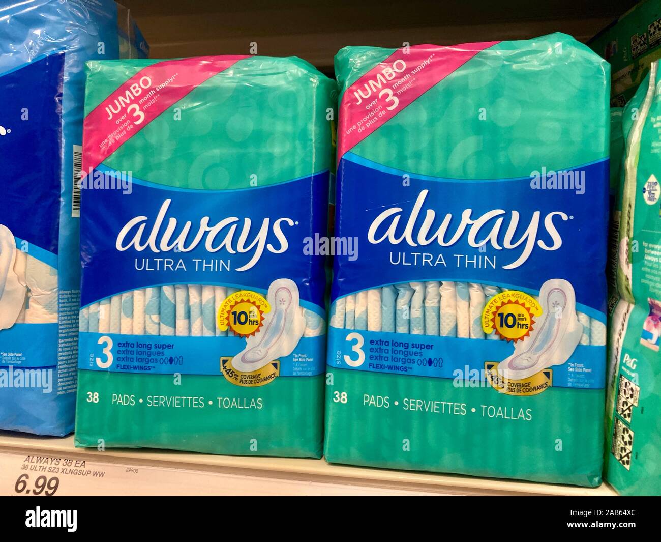Always feminine hygiene products on a store shelf Stock Photo