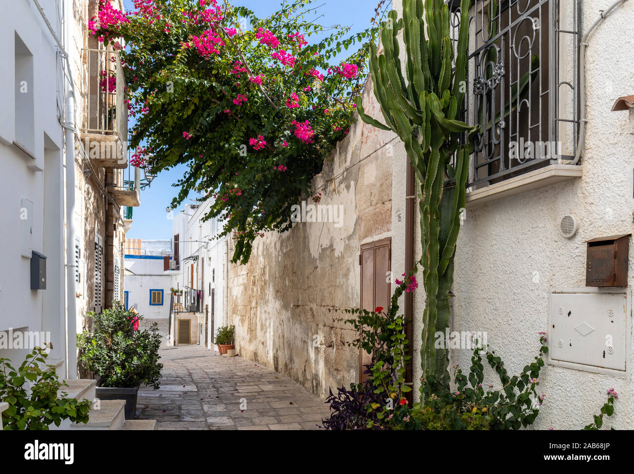 Polignano a Mare, Italy - September 17, 2019: The charming and romantic historic old town of Polignano a Mare, Apulia, southern Italy Stock Photo