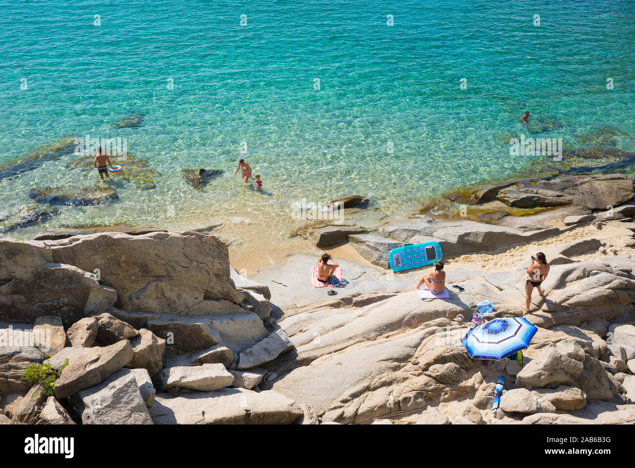 Cavoli, Isola d'Elba, Italy - September 2019: People on the famous Cavoli beach in the Isle of Elba, Tuscany Stock Photo