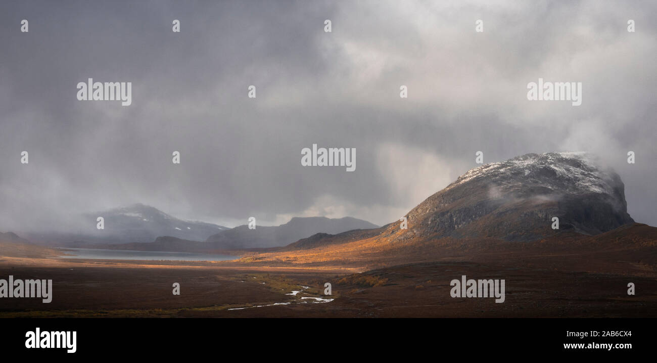 Dramatic arctic landscape at the Kungslede trail in Lapland Sweden Stock Photo