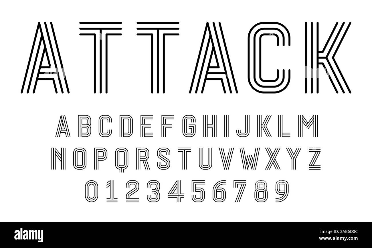 Set of alphabets font letters and numbers modern abstract design with ...