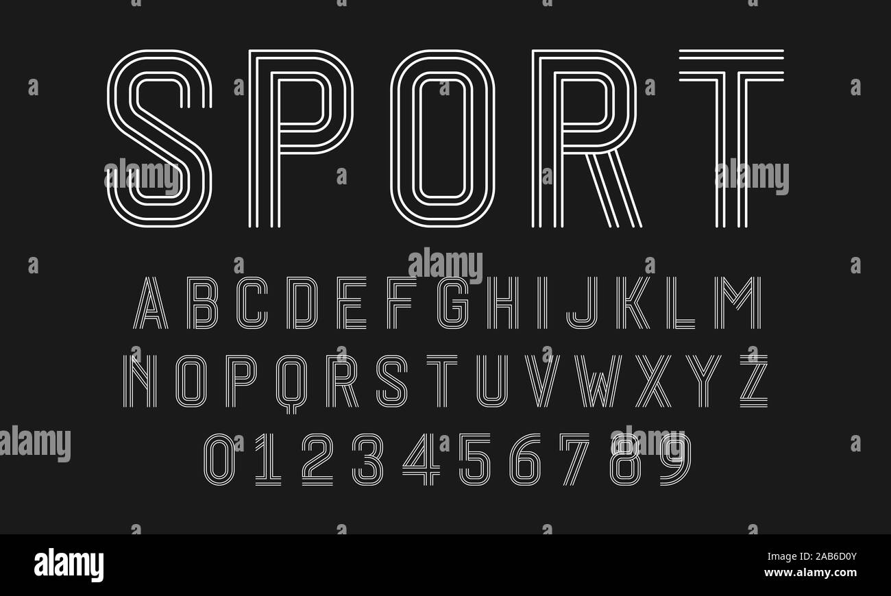 Set of alphabets font letters and numbers modern abstract design with ...