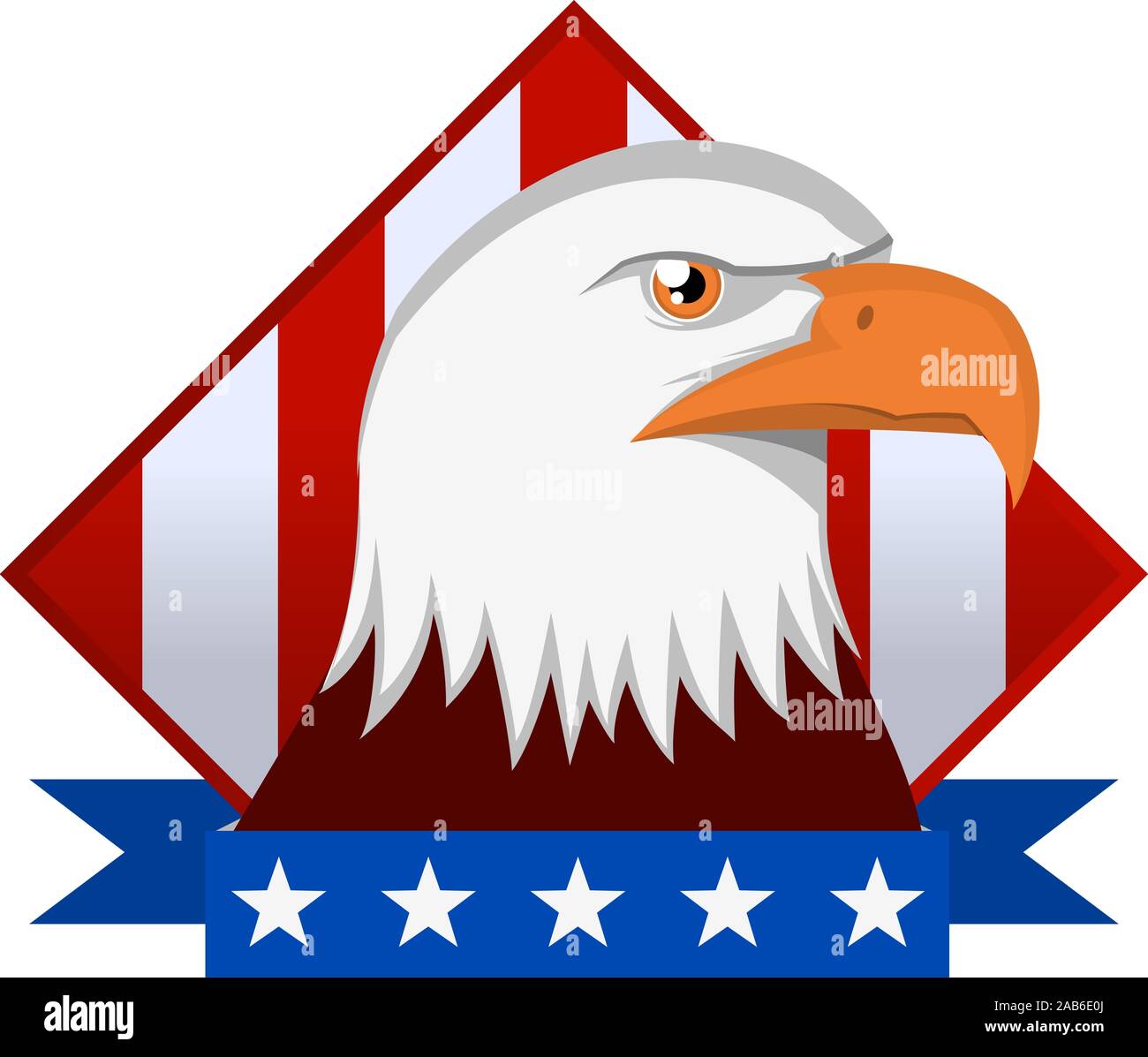 American Eagle Emblem with flag backround vector illustration. Stock Vector