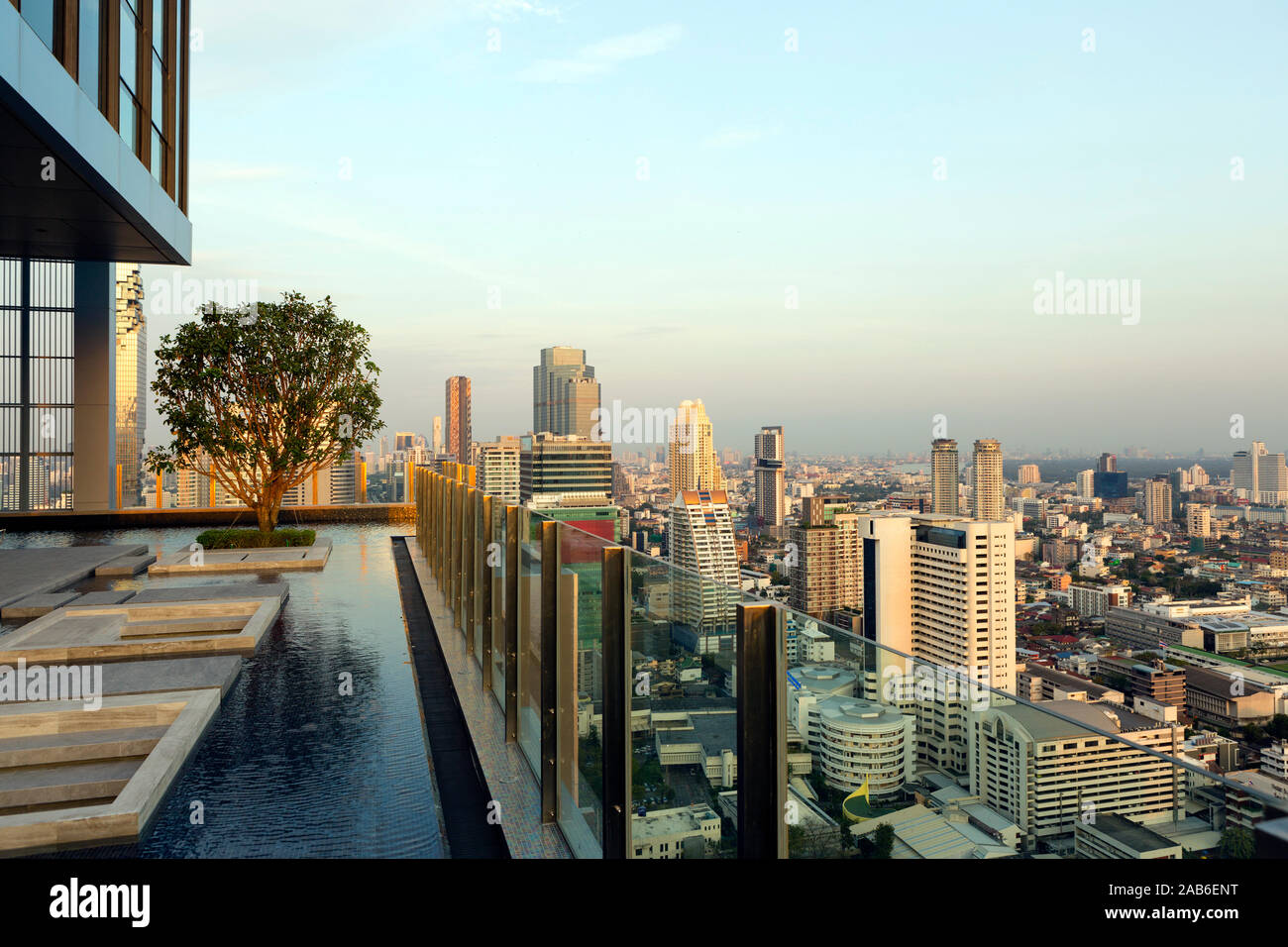 Elevated view cityscape of Bangkok, Thailand. The metropolis of Bangkok City is the capital of Thailand. Stock Photo