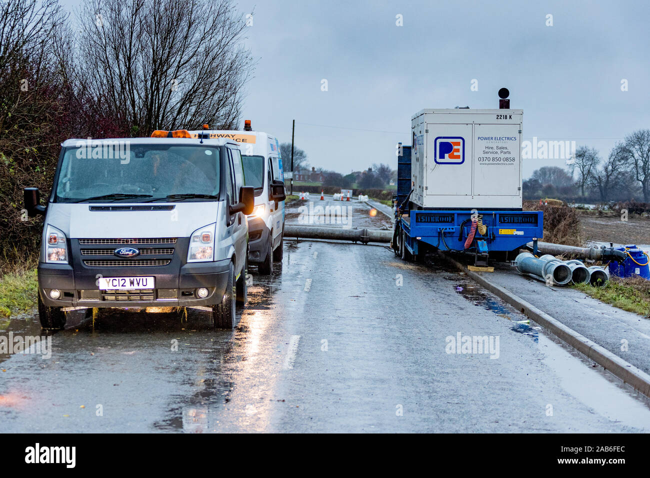 The outskirts of flood hit village of Fishlake near Doncaster South Yorkshire. Stock Photo