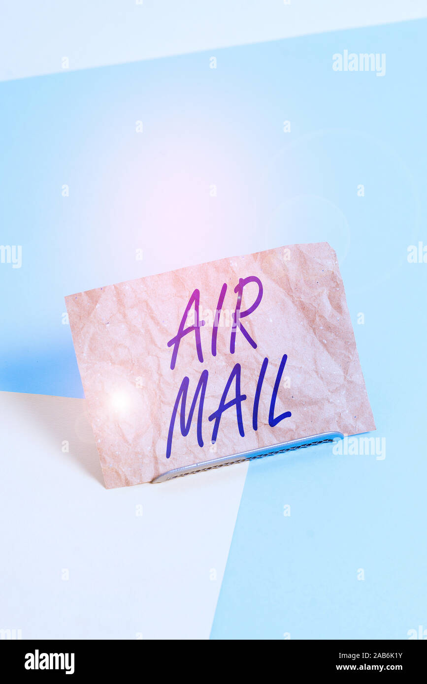 Barrio Peave Transparente Word writing text Air Mail. Business photo showcasing the bags of letters and packages that are transported by aircraft Paper placed tilted above buff Stock Photo - Alamy Barrio Peave Transparente Word writing text Air Mail. Business photo showcasing the bags of letters and packages that are transported by aircraft Paper placed tilted above buff Stock Photo - Alamy