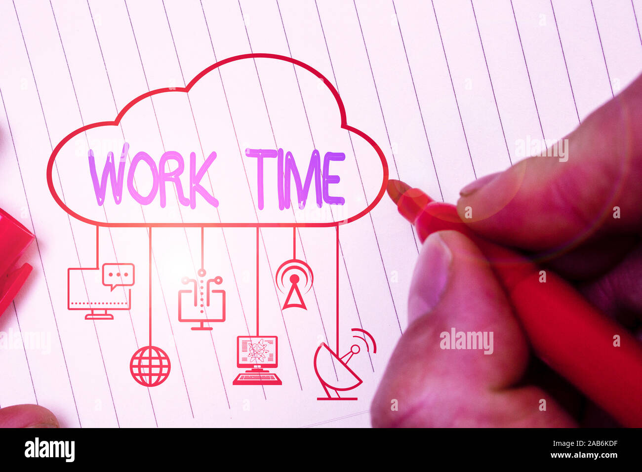 Writing note showing Work Time. Business concept for period starts when ...