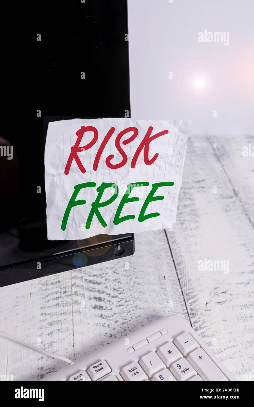 Text/photo Risky Handwriting text Risk Free. Conceptual photo used to describe something ...
