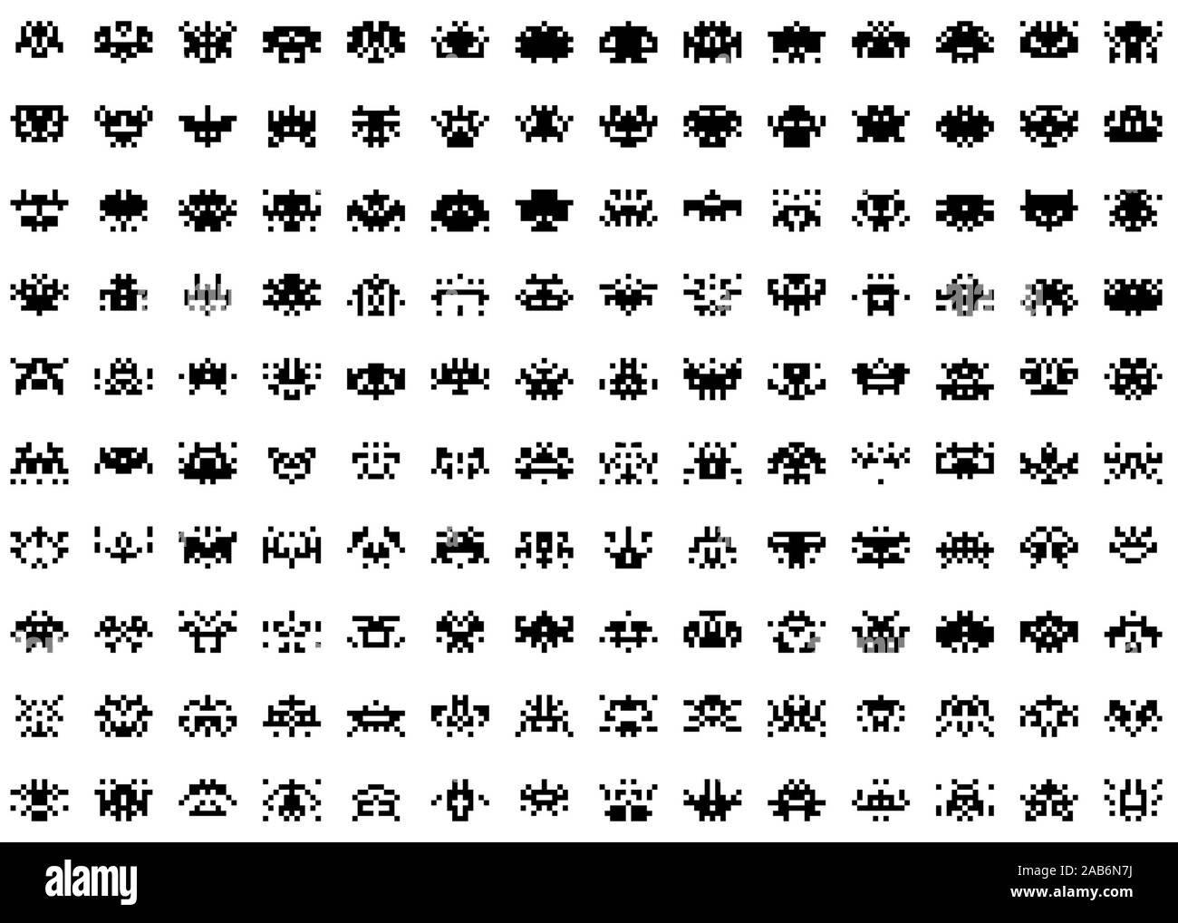 An illustration of a simple set of space invaders ufos Stock Photo