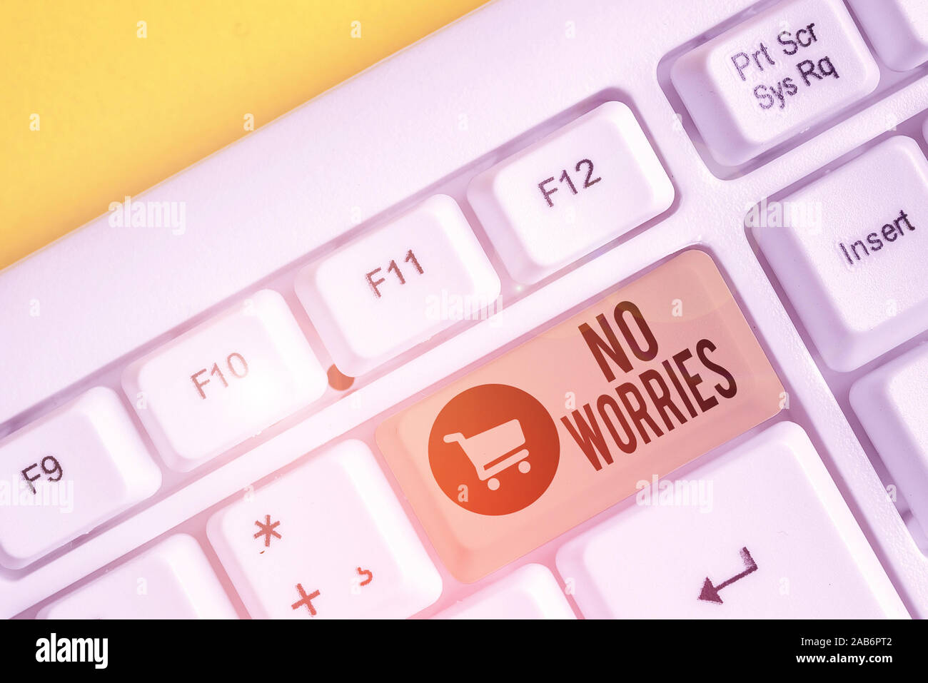 Conceptual Hand Writing Showing No Worries Concept Meaning An Expression Used To Say That Everything Is All Right White Pc Keyboard With Note Paper A Stock Photo Alamy
