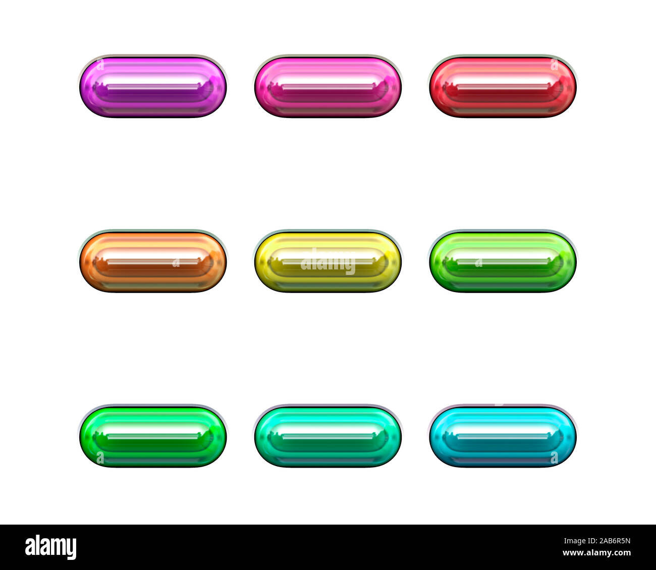 An illustration of different colored glass buttons Stock Photo