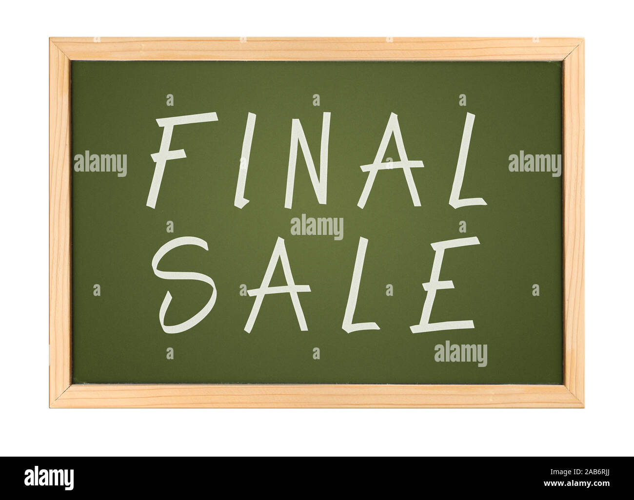 A photography of a small chalk board final sale Stock Photo