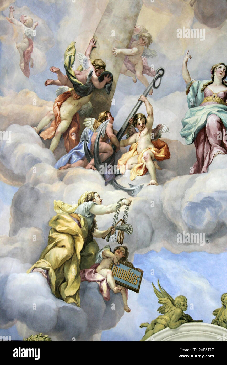 An image of a nice and beautiful fresco showing heaven and angels ...