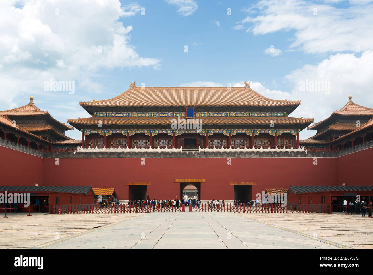 Tourist waiting entrance to gate at Beijing ancient royal palaces of the Forbidden City in Beijing, China. Asian tourism, history building, or traditi Stock Photo